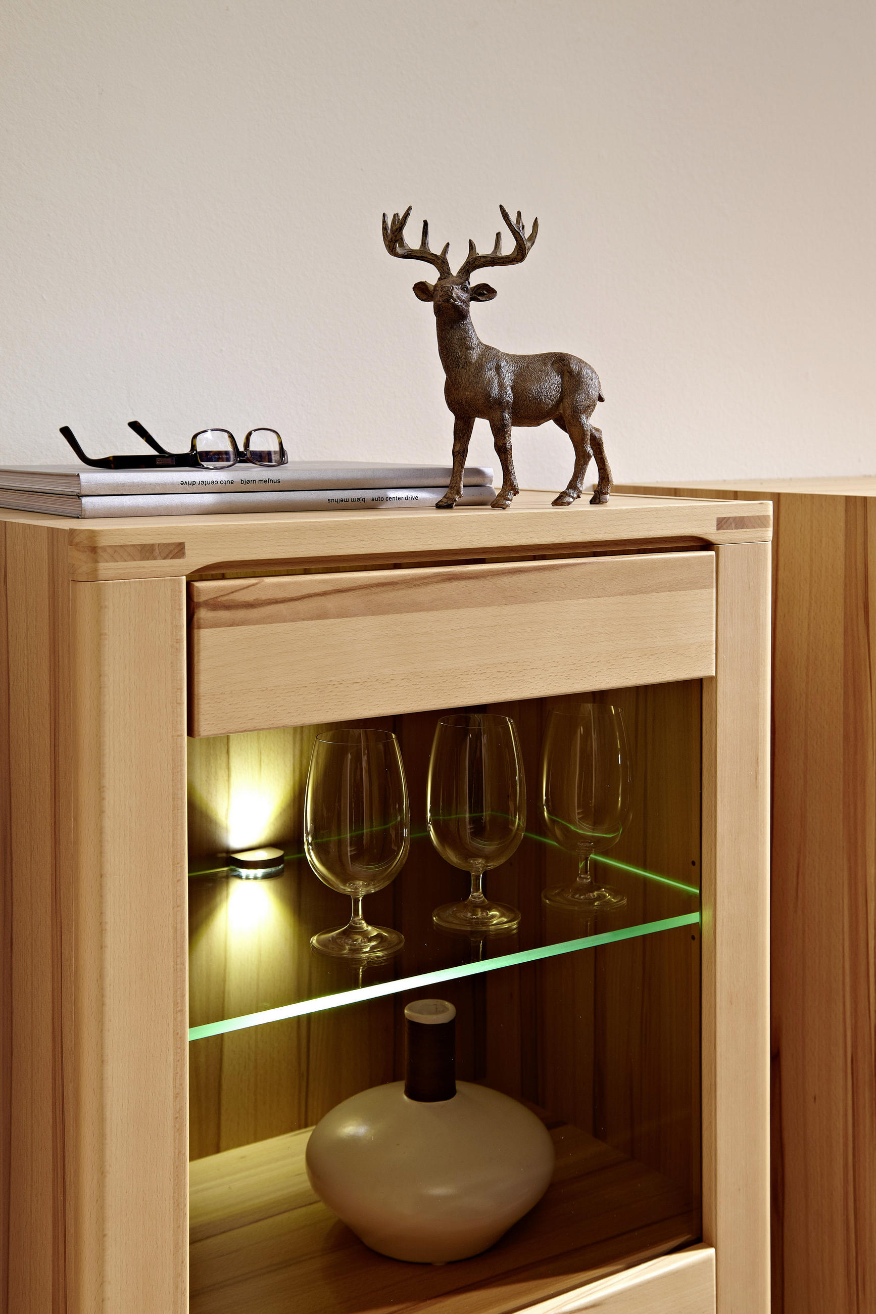 VITRINE in teilmassiv Kernbuche Buchefarben - Edelstahlfarben/Buchefarben, Basics, Holz/Metall (60/127/40cm) - Livetastic