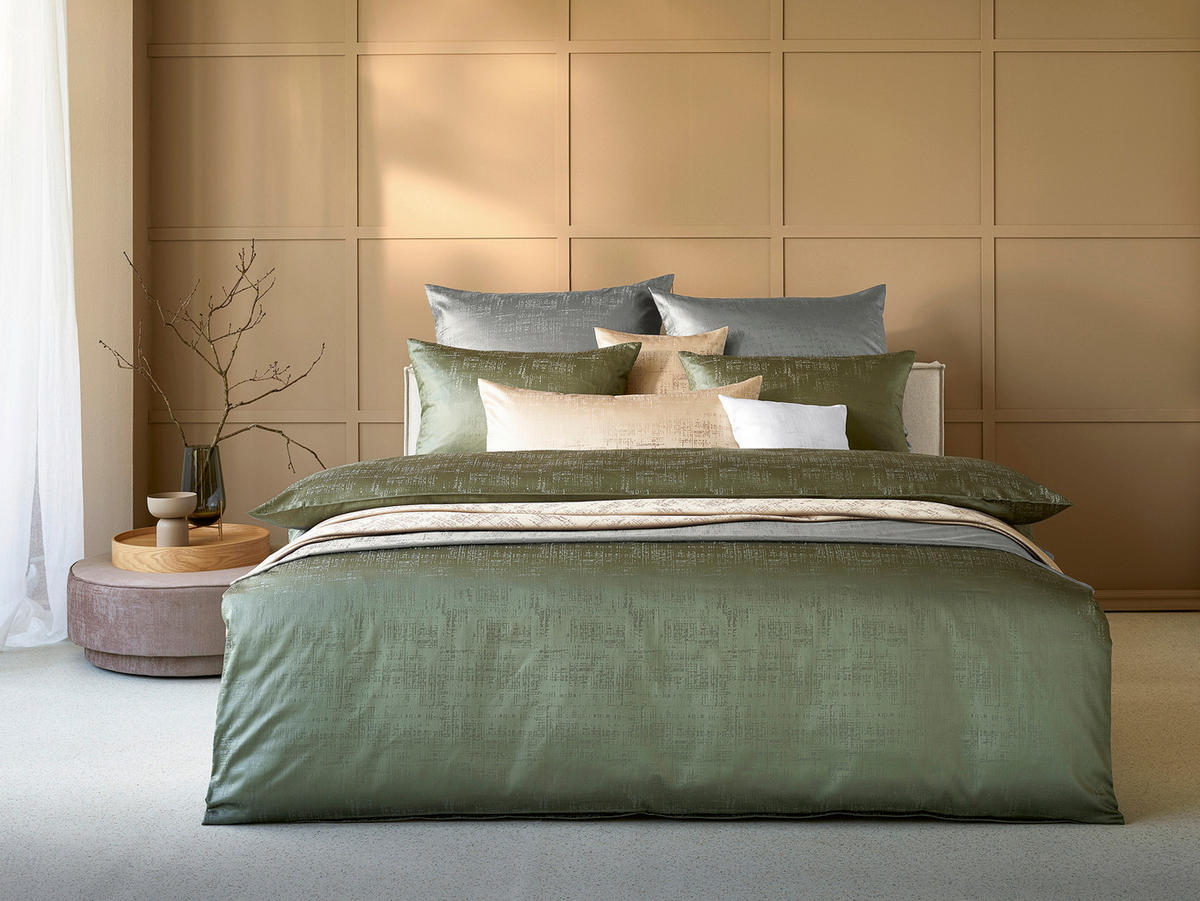 BETTWÄSCHESET Damast 160/210 cm  65 cm/100 cm  - Dunkelgrün, Basics, Textil (160/210cm) - Curt Bauer