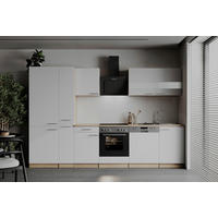 KÜCHENLEERBLOCK 310 cm   in Weiß  - Edelstahlfarben/Eichefarben, Basics, Holzwerkstoff/Metall (310cm) - Respekta
