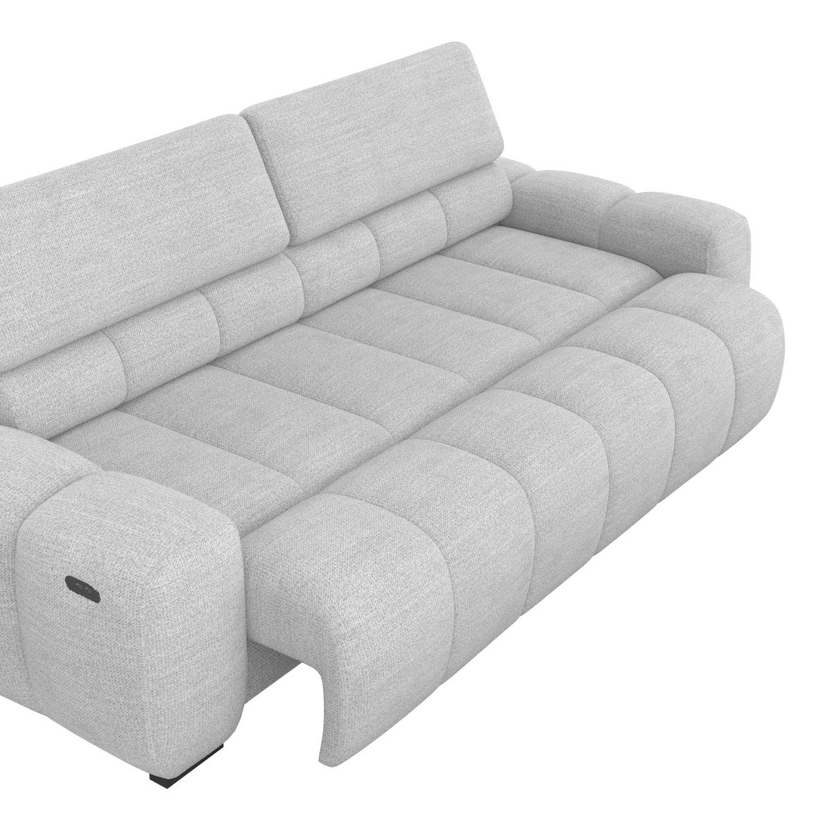 BIGSOFA Webstoff Hellgrau  - Hellgrau/Schwarz, Design, Kunststoff/Textil (248/77-97/108cm) - Welnova