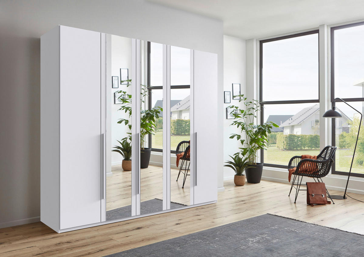 DREHTÜRENSCHRANK 6-türig Weiß  - Weiß, MODERN, Glas/Holzwerkstoff (270/208/58cm) - Chameo