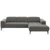 ECKSOFA in Velours Hellgrau  293/195 cm  - Hellgrau/Schwarz, Design, Textil/Metall (293/195cm) - Beldomo Style
