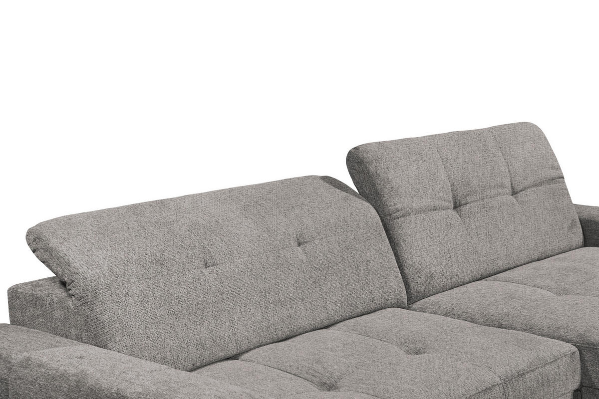 ECKSOFA SORELLA Grau Chenille Kopfteilverstellung, Sitztiefenverstellung  - Schwarz/Grau, Design, Kunststoff/Textil (328/182cm) - MID.YOU