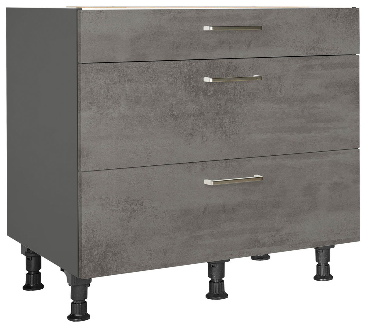 SCHUBKASTENUNTERSCHRANK 90/87/56 cm  in Schieferfarben  - Schieferfarben/Edelstahlfarben, MODERN, Holzwerkstoff/Metall (90/87/56cm) - Nobilia