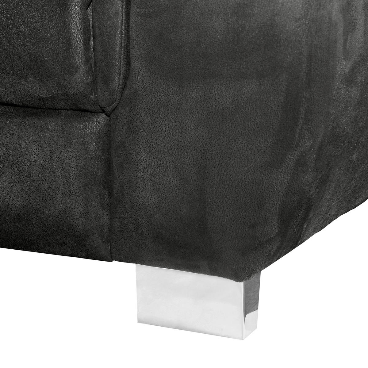 ECKSOFA Anthrazit Mikrofaser Rücken echt, Relaxfunktion, Kopfteilverstellung  - Chromfarben/Anthrazit, Design, Textil/Metall (238/276cm) - Livetastic