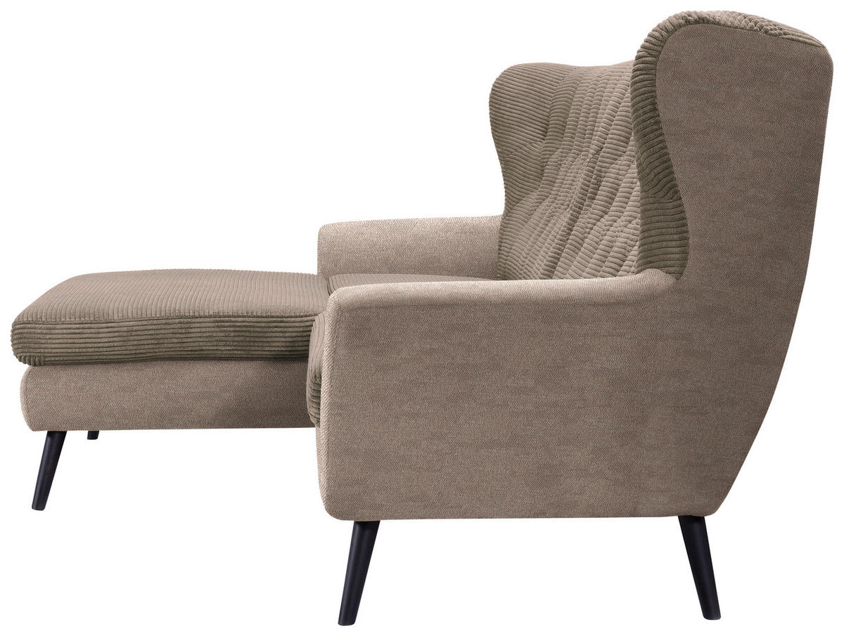 ECKSOFA in Cord Braun  165/237 cm  - Schwarz/Braun, Design, Holz/Textil (165/237cm) - Stylife