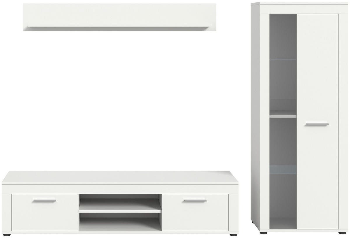 HYLLKOMBINATION 3 delar  i vit  235/159/35 cm  - vit, Design, trämaterial/glas (235/159/35cm) - MID.YOU