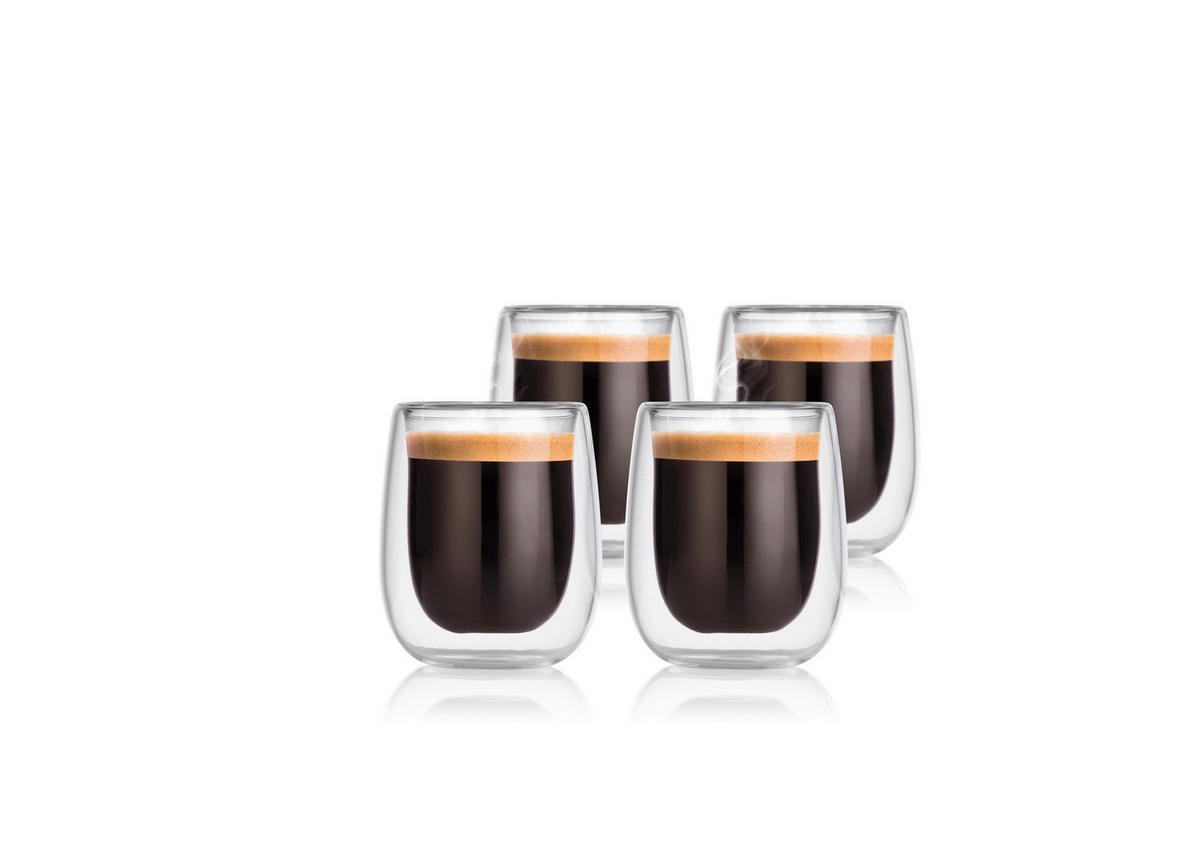 Espressothermogläser 4er Set  4-teilig  - Transparent, Basics, Glas (5,5/6,5/7,5cm)