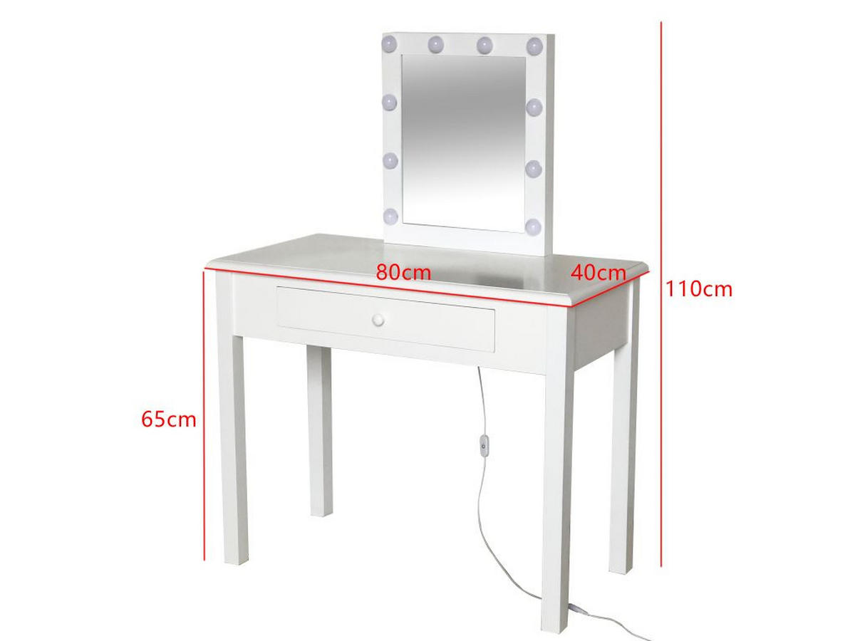 STOL ZA ŠMINKANJE bijela  - bijela, Lifestyle, staklo/drvni materijal (80/110/40cm) - Ambia Home