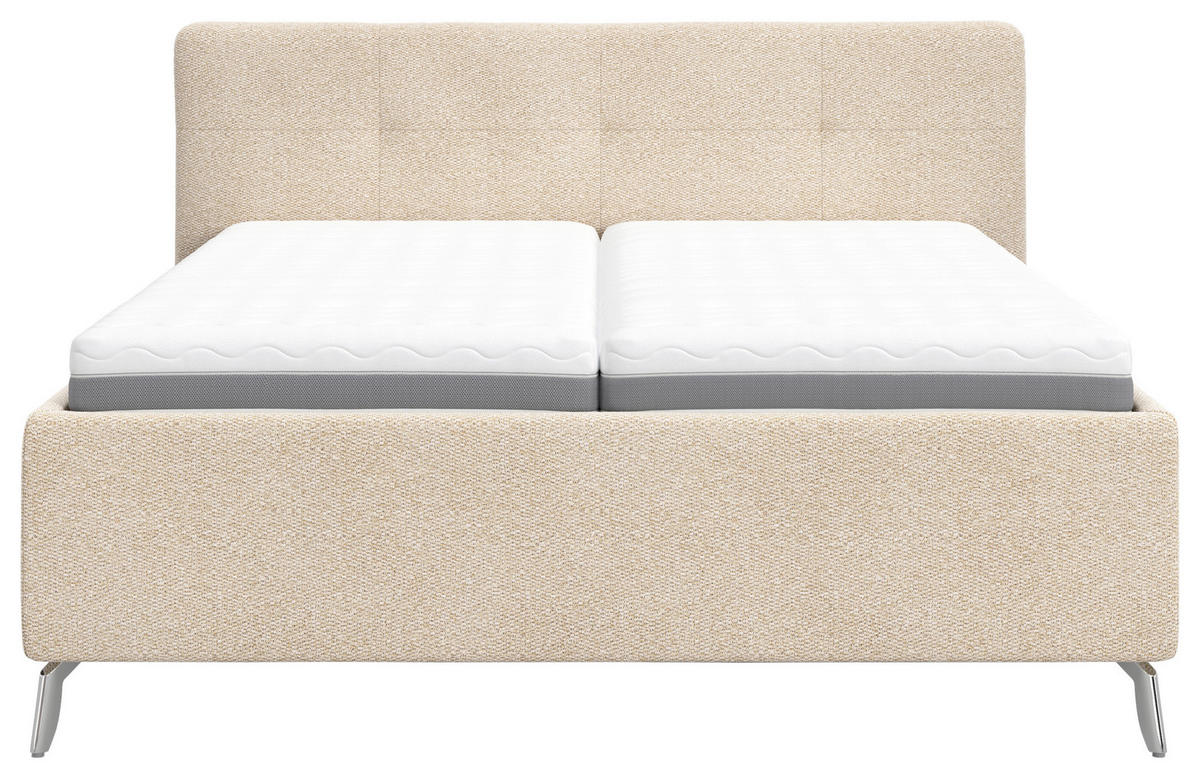 KÁRPITOZOTT ÁGY 160/200 cm  bézs  - bézs/krómszínű, Basics, faalapú anyag/textil (160/200cm) - Carryhome