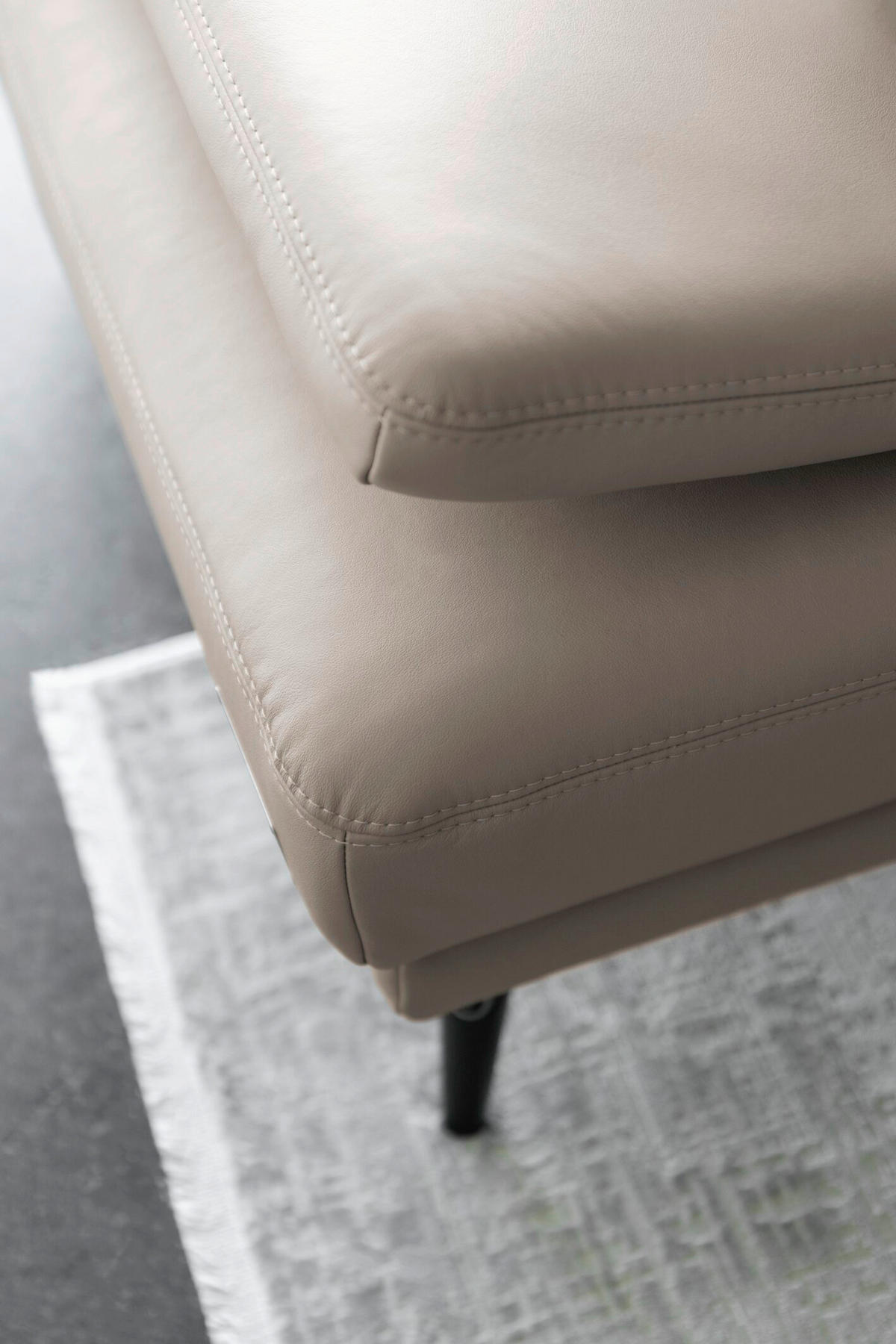 ECKSOFA JOOP! STUDIO Beige Echtleder  - Beige/Schwarz, KONVENTIONELL, Leder/Metall (301/180cm) - Joop!