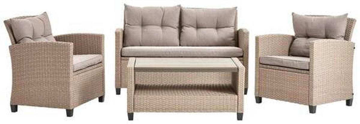 LOUNGEGARNITUR Stahl  - Beige/Grau, MODERN, Kunststoff/Textil (124/76/67cm) - Ambia Garden