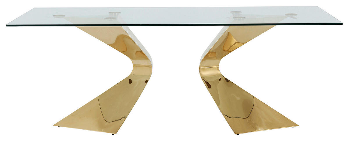 ESSTISCH rechteckig Goldfarben  - Goldfarben, Design, Glas/Metall (200/100/75cm) - Kare-Design