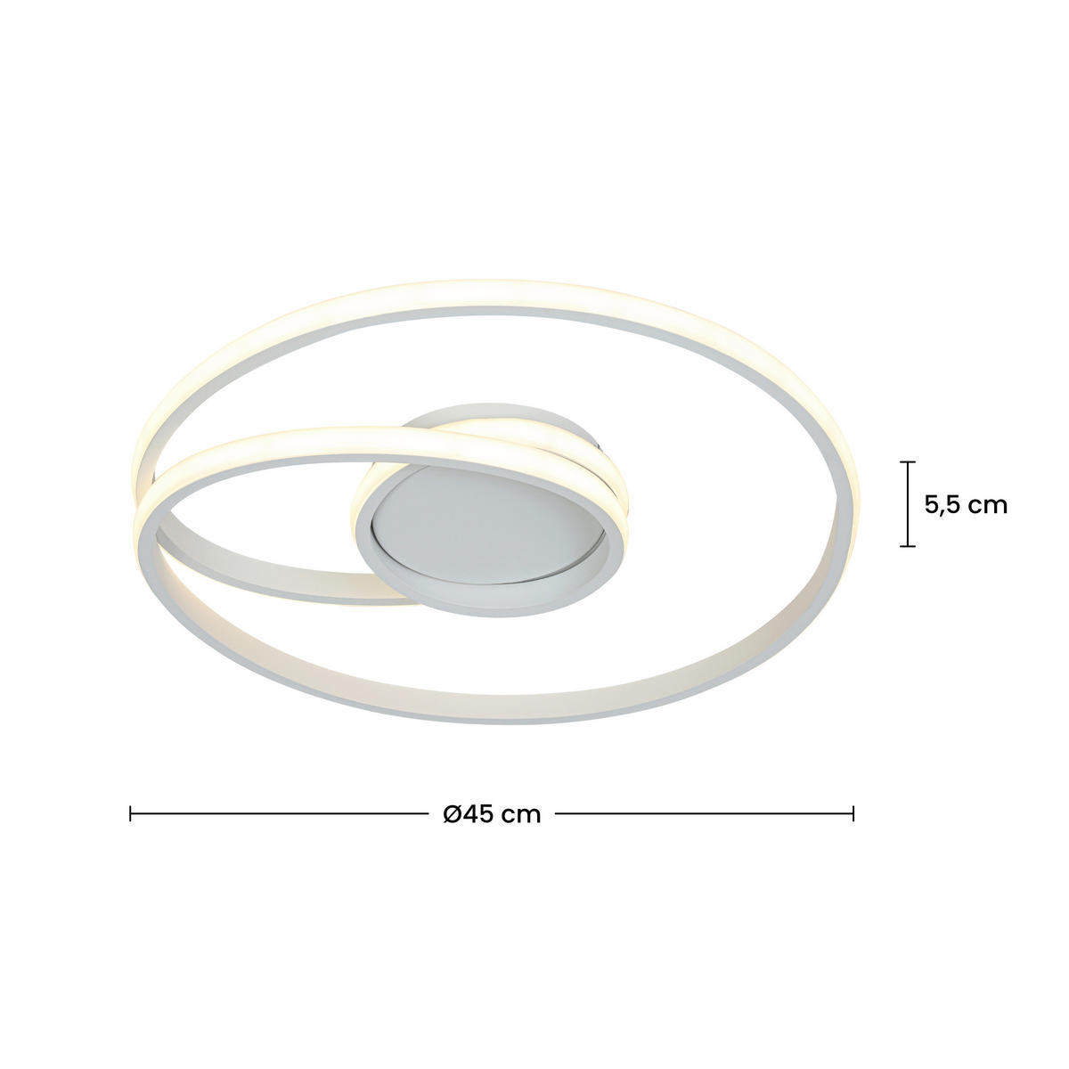 DECKENLEUCHTE 45/8 cm  - Weiß, Trend, Kunststoff/Metall (45/8cm) - Collett's Monde