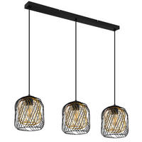 HÄNGELEUCHTE 84/18/150 cm    - Goldfarben/Schwarz, Basics, Kunststoff/Metall (84/18/150cm) - Globo