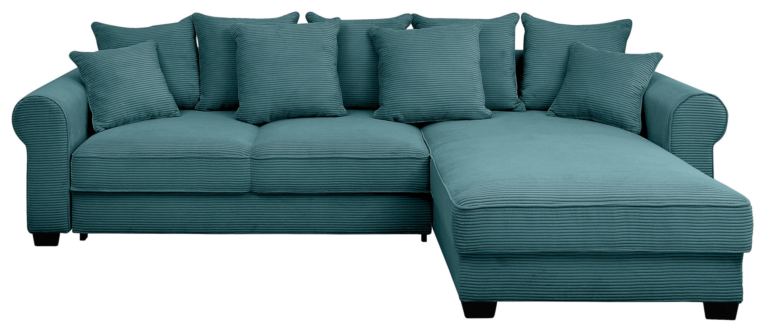 ECKSOFA Azurblau Cord  - Azurblau/Schwarz, KONVENTIONELL, Kunststoff/Textil (318/197cm) - Hom`in