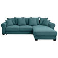 ECKSOFA Azurblau Cord  - Azurblau/Schwarz, KONVENTIONELL, Kunststoff/Textil (318/197cm) - Hom`in