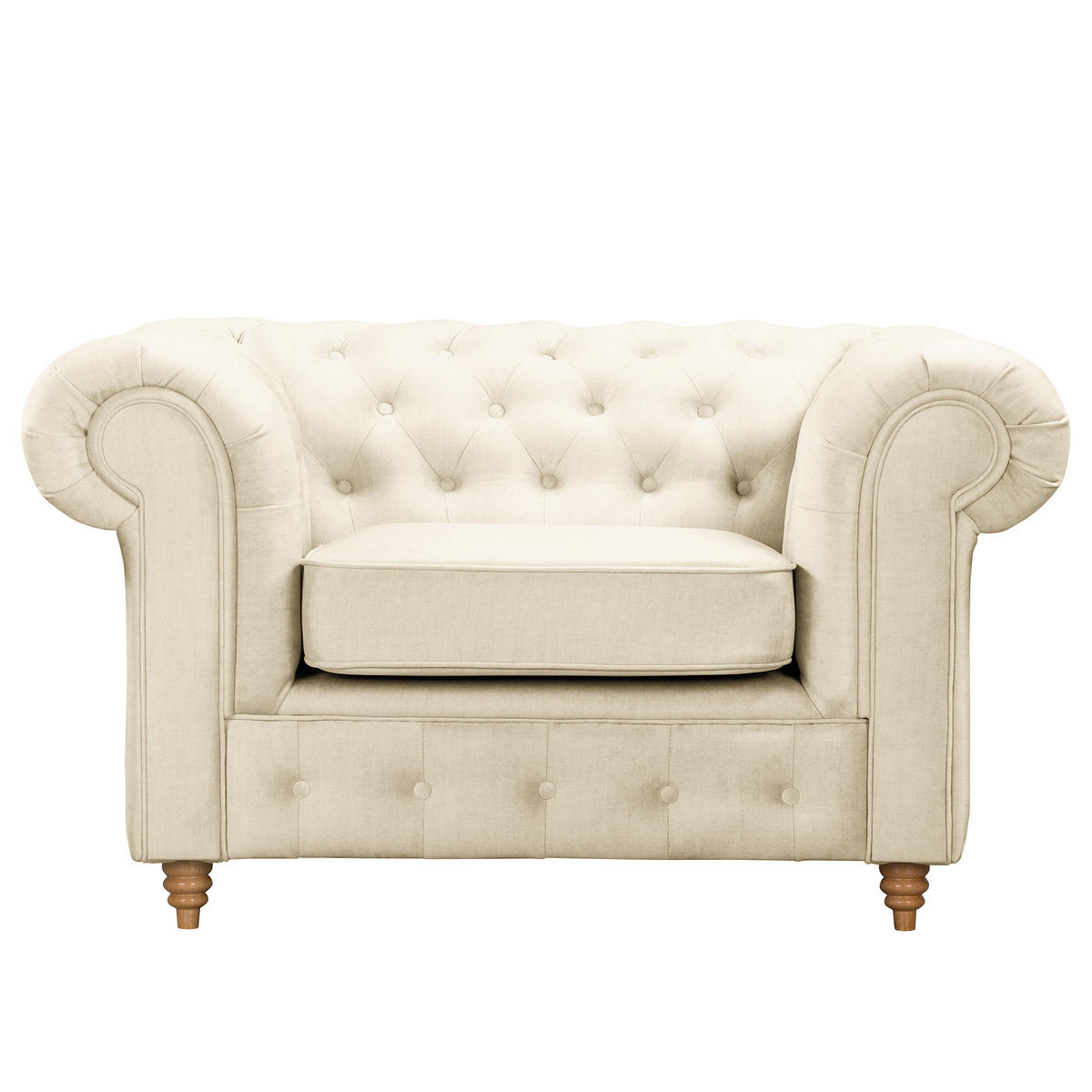 SESSEL in Mikrofaser Creme  - Creme, Design, Holz/Textil (128/75/91cm) - P & B