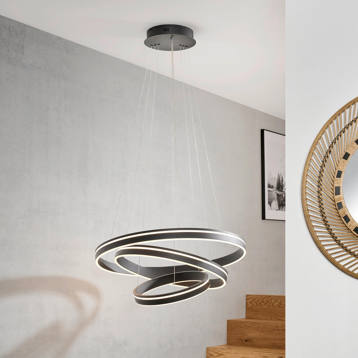 ZÁVĚSNÉ LED SVÍTIDLO, 80/200 cm  - bílá/černá, Design, plast (80/200cm) - Dieter Knoll