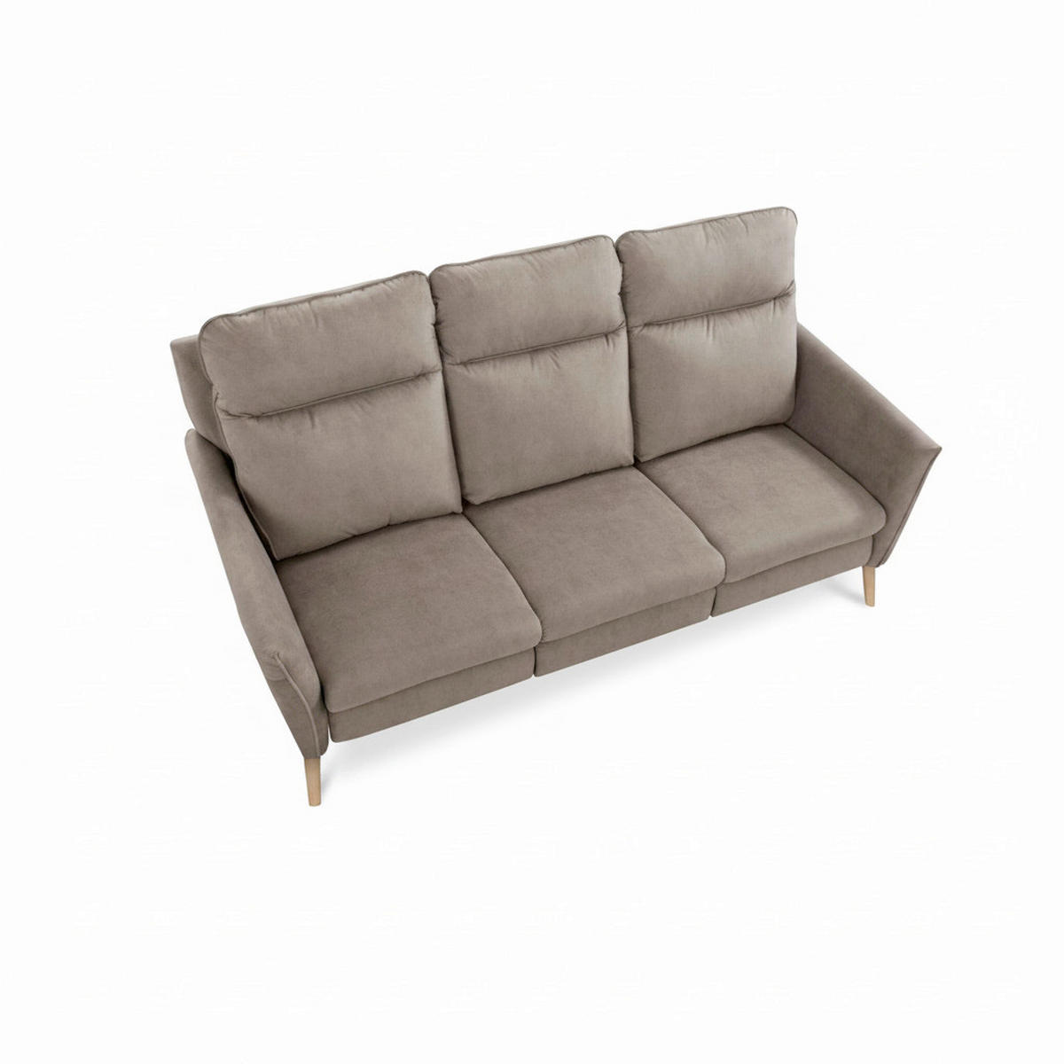 3-SITZER-SOFA  in Mikrofaser Taupe Skandinavisch, Modern  - Taupe/Buchefarben, Design, Holz/Textil (202cm) - Livetastic