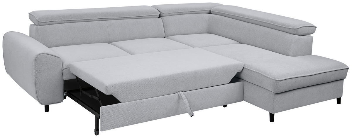 KUTNA GARNITURA tekstil  siva   - siva/crna, Moderno, tekstil/drvo (250/200cm) - Hom`in