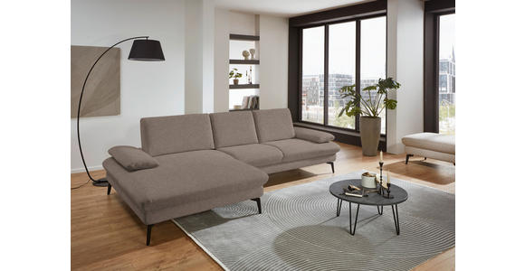 ECKSOFA in Chenille, Mikrofaser Greige 157/299 cm - Greige/Schwarz, Design, Textil/Metall (157/299cm) - Dieter Knoll