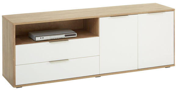 LOWBOARD 180/64/42 cm - Edelstahlfarben/Eichefarben, Design, Holzwerkstoff/Kunststoff (180/64/42cm) - Hom`in