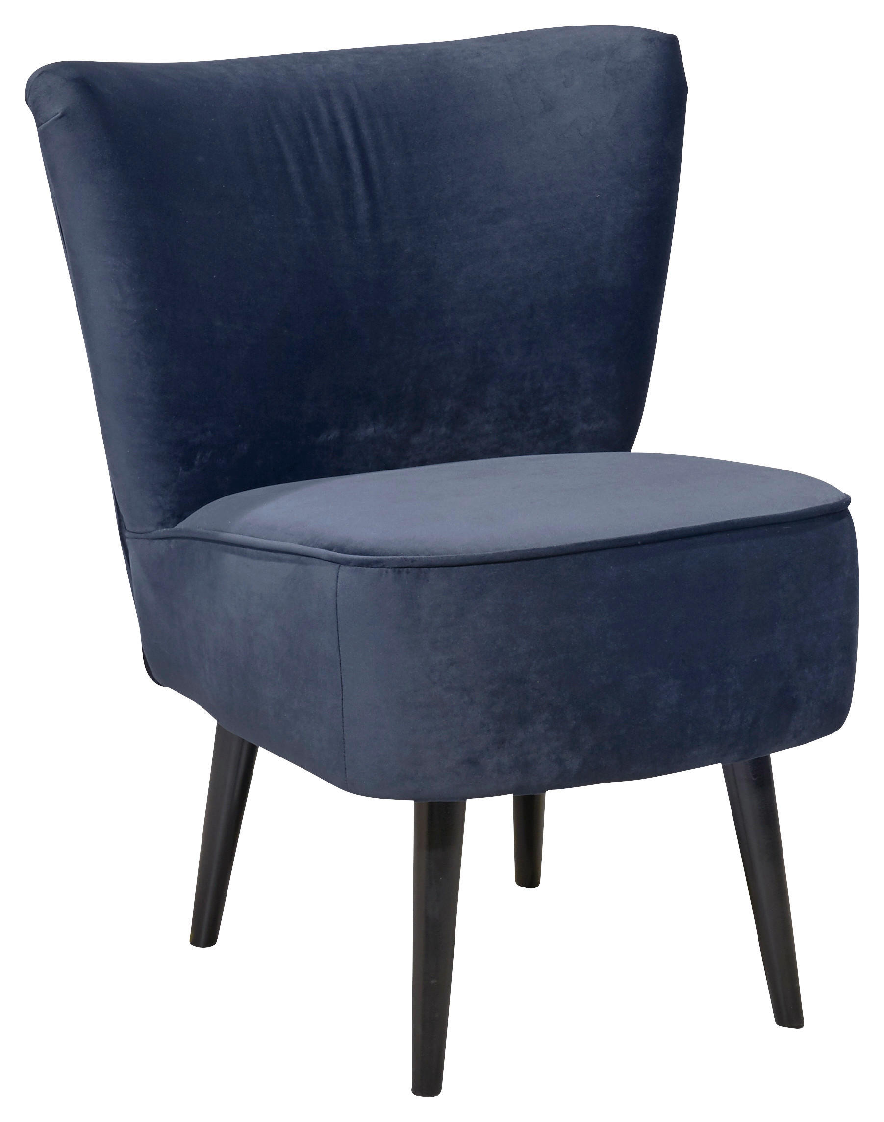 SESSEL Mikrovelours Blau    - Blau/Schwarz, Trend, Holz/Textil (65/89/70cm) - MID.YOU