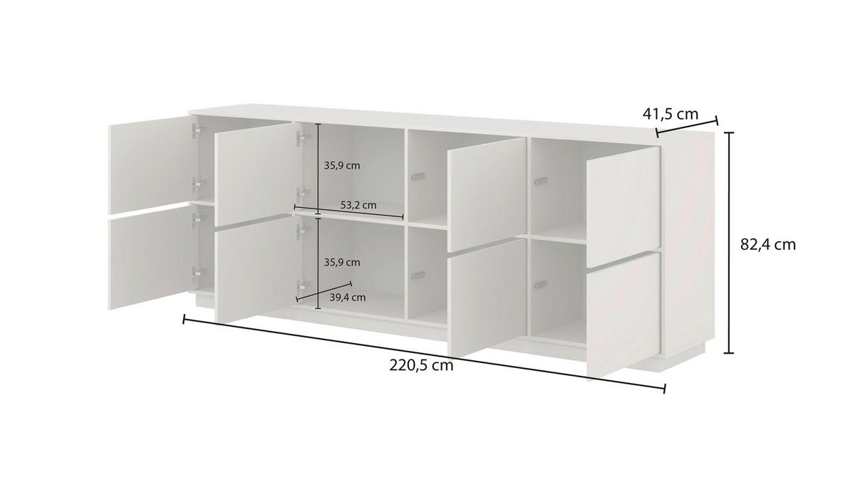 SIDEBOARD Japandi 220,5/82,5/41,5 cm  - Kaschmir, Design, Holzwerkstoff (220,5/82,5/41,5cm) - MID.YOU
