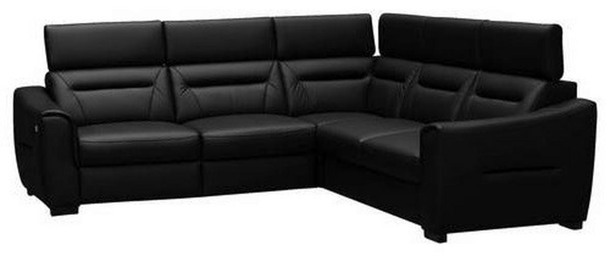 ECKSOFA Lederlook Echtleder Schwarz  - Wengefarben/Schwarz, Design, Leder/Holz (260/260cm) - Celina Home