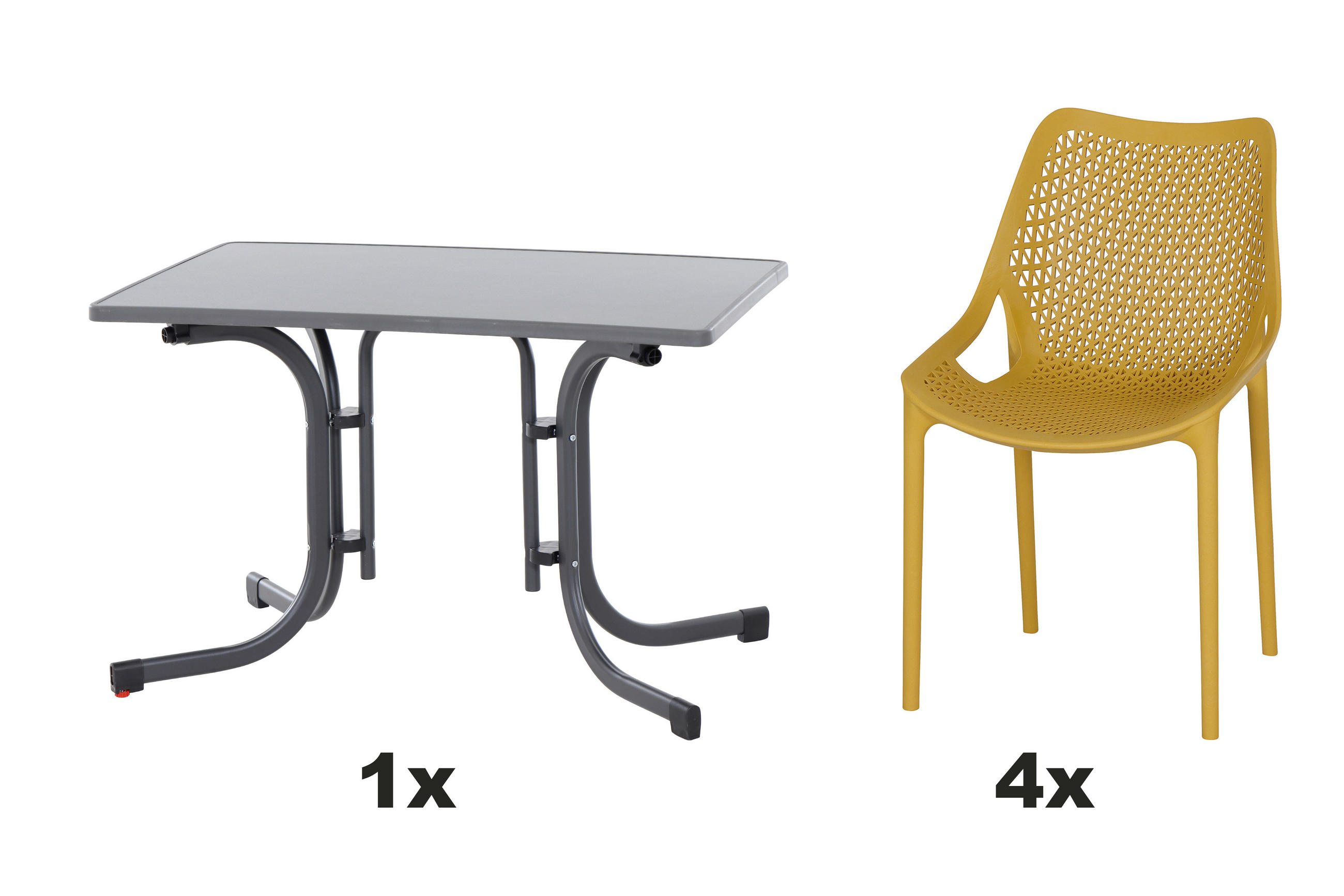 GARTENGARNITUR 5-teilig  - Anthrazit/Senfgelb, Basics, Holzwerkstoff/Kunststoff (70/81/110cm) - Siena Garden