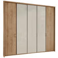 DREHTÜRENSCHRANK  in Champagner, Eiche Bianco  - Schieferfarben/Eiche Bianco, KONVENTIONELL, Glas/Holzwerkstoff (250/216/58cm) - Novel