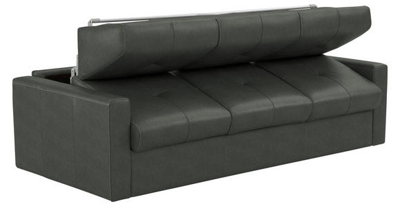 SCHLAFSOFA Bard in Echtleder Dunkelgrau  - Dunkelgrau/Schwarz, KONVENTIONELL, Leder/Kunststoff (206/81/96cm) - Novel