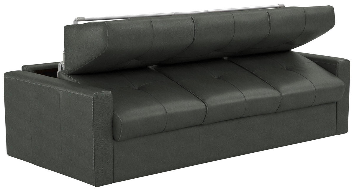 SCHLAFSOFA Dunkelgrau  - Dunkelgrau/Schwarz, Konventionell, Leder/Kunststoff (206/81/96cm) - Novel