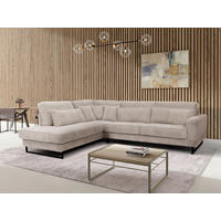 ROHOVÁ SEDAČKA, textil, kompozitní dřevo, béžová - černá/béžová, Konvenční, kov/kompozitní dřevo (284/253cm) - Livetastic