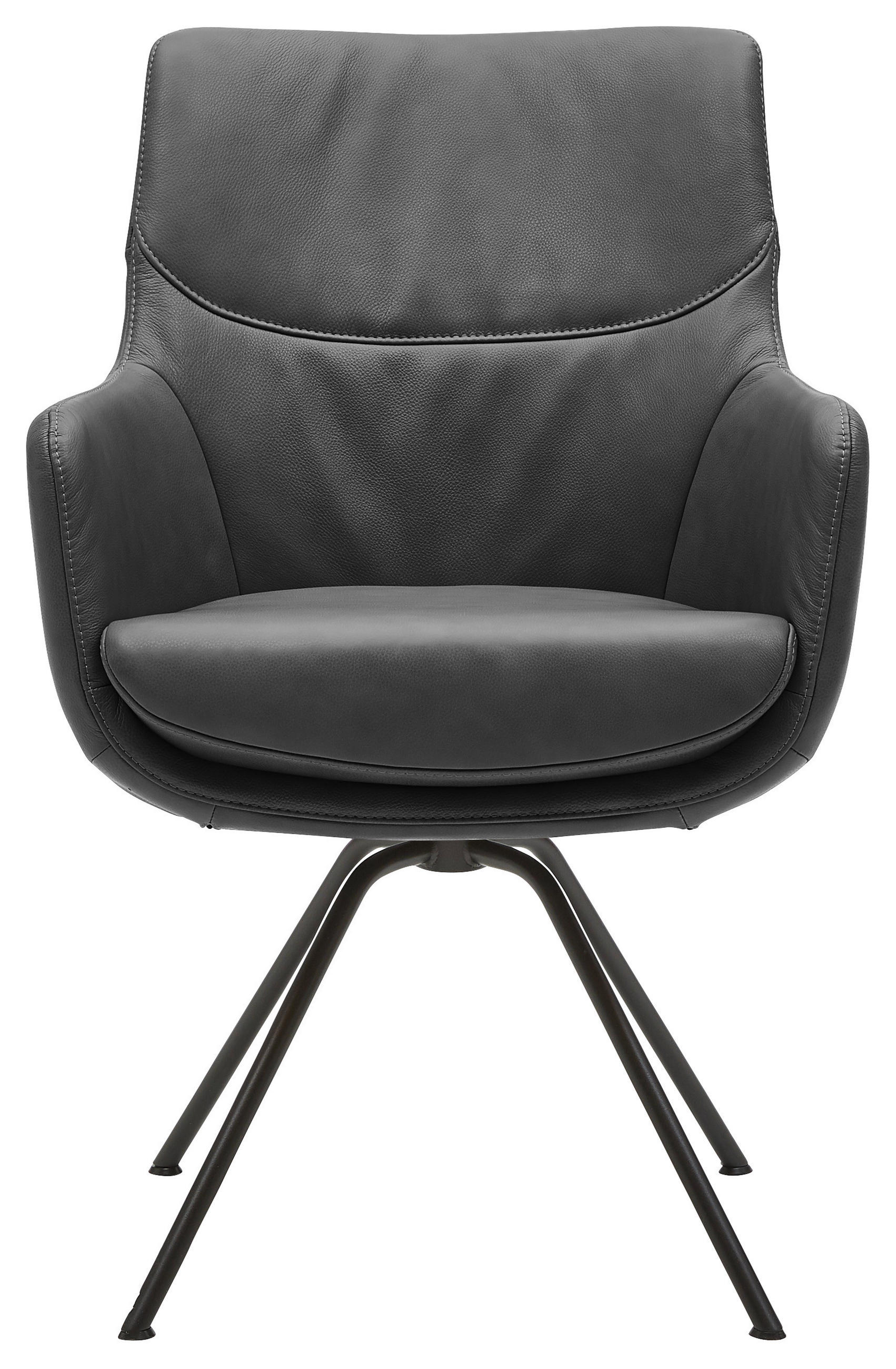 ARMLEHNSTUHL  in Echtleder pigmentiert  - Schwarz, Design, Leder/Metall (60/90/61cm) - Dieter Knoll