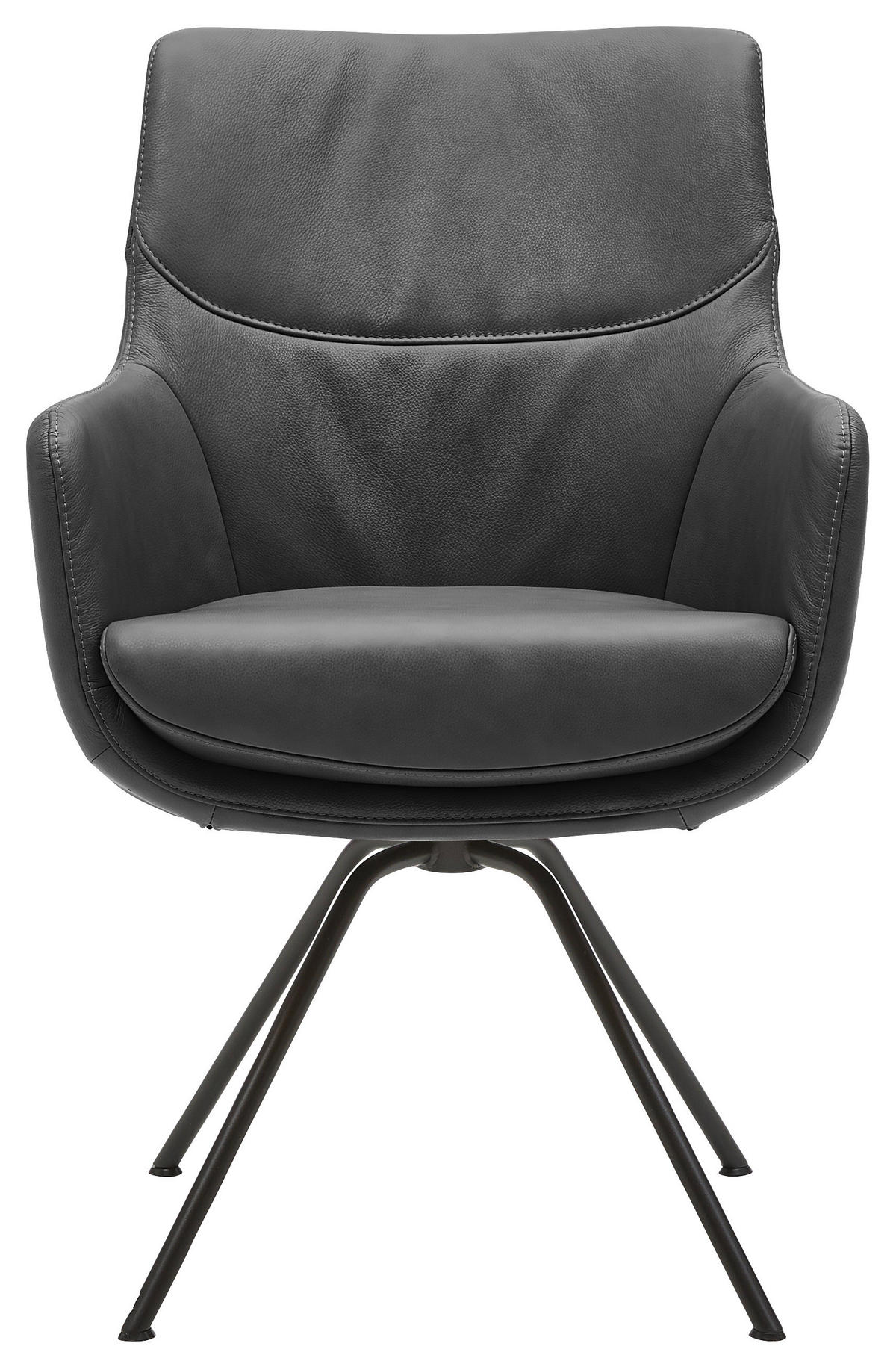 ARMLEHNSTUHL  in Echtleder pigmentiert  - Schwarz, Design, Leder/Metall (60/90/61cm) - Dieter Knoll