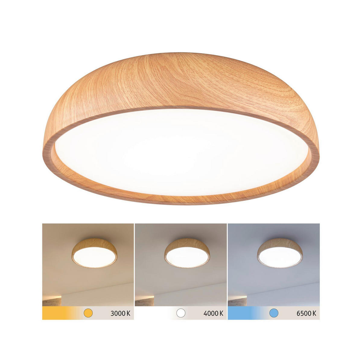 LED-DECKENLEUCHTE Oka 36/10,5 cm   - Ahornfarben, Basics, Kunststoff (36/10,5cm) - Paulmann