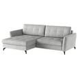 ECKSOFA in Flachgewebe, Leinenoptik Silberfarben  - Silberfarben/Schwarz, Design, Textil/Metall (170/242cm) - Xora