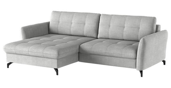 ECKSOFA in Flachgewebe, Leinenoptik Silberfarben  - Silberfarben/Schwarz, Design, Textil/Metall (170/242cm) - Xora