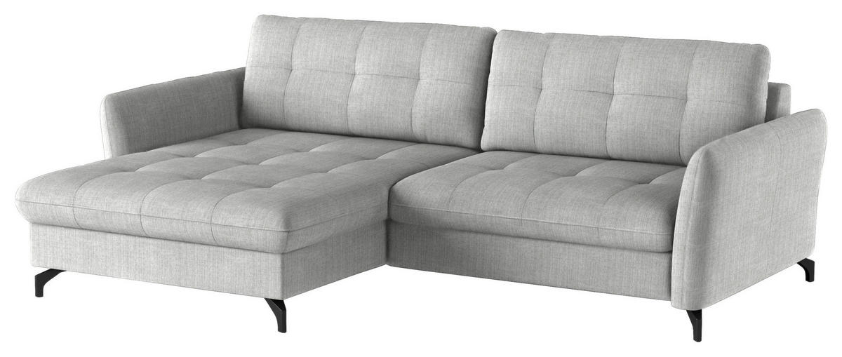 ECKSOFA in Flachgewebe, Leinenoptik Silberfarben  - Silberfarben/Schwarz, Design, Textil/Metall (170/242cm) - Xora