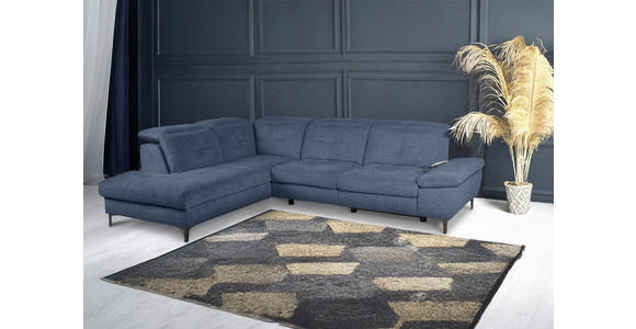ECKSOFA Blau Webstoff  - Blau/Schwarz, KONVENTIONELL, Textil/Metall (225/288cm) - Carryhome