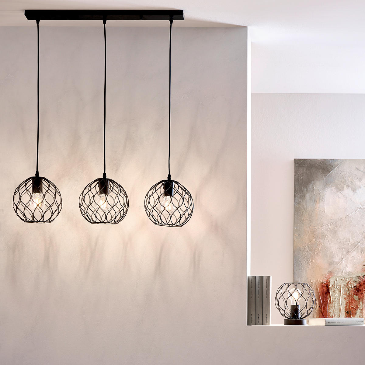 HÄNGELEUCHTE 80/18/120 cm  - Schwarz, Trend, Metall (80/18/120cm) - Marama