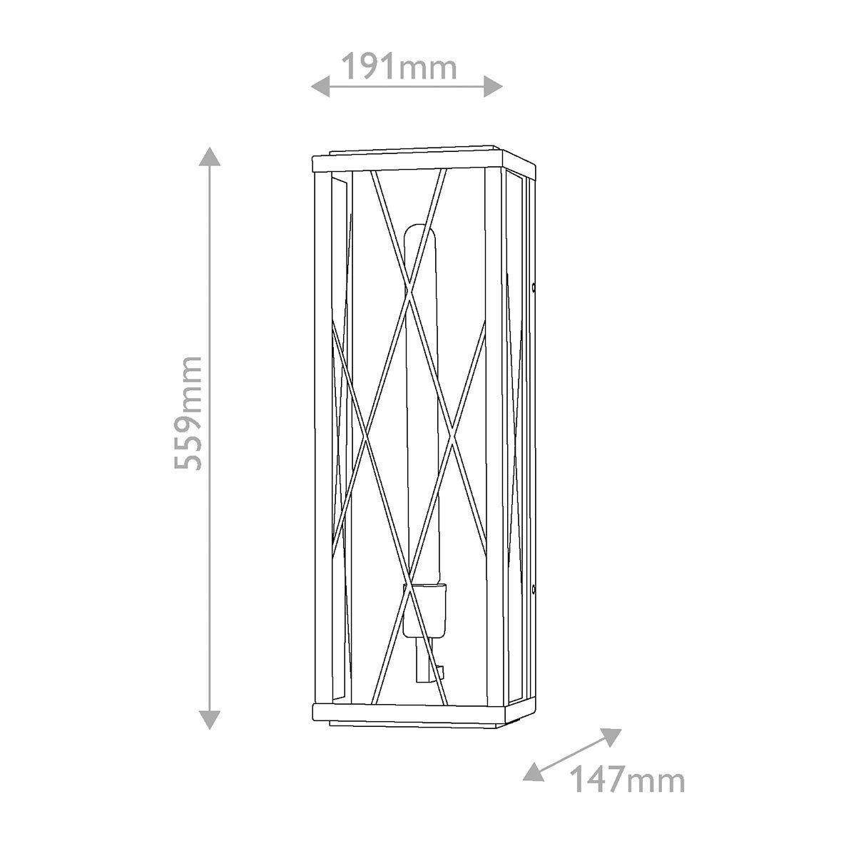 WANDLEUCHTE HINKLEY 55,9/19,1/14,7 cm  - Schwarz, Design, Glas/Metall (55,9/19,1/14,7cm) - Elstead Lighting