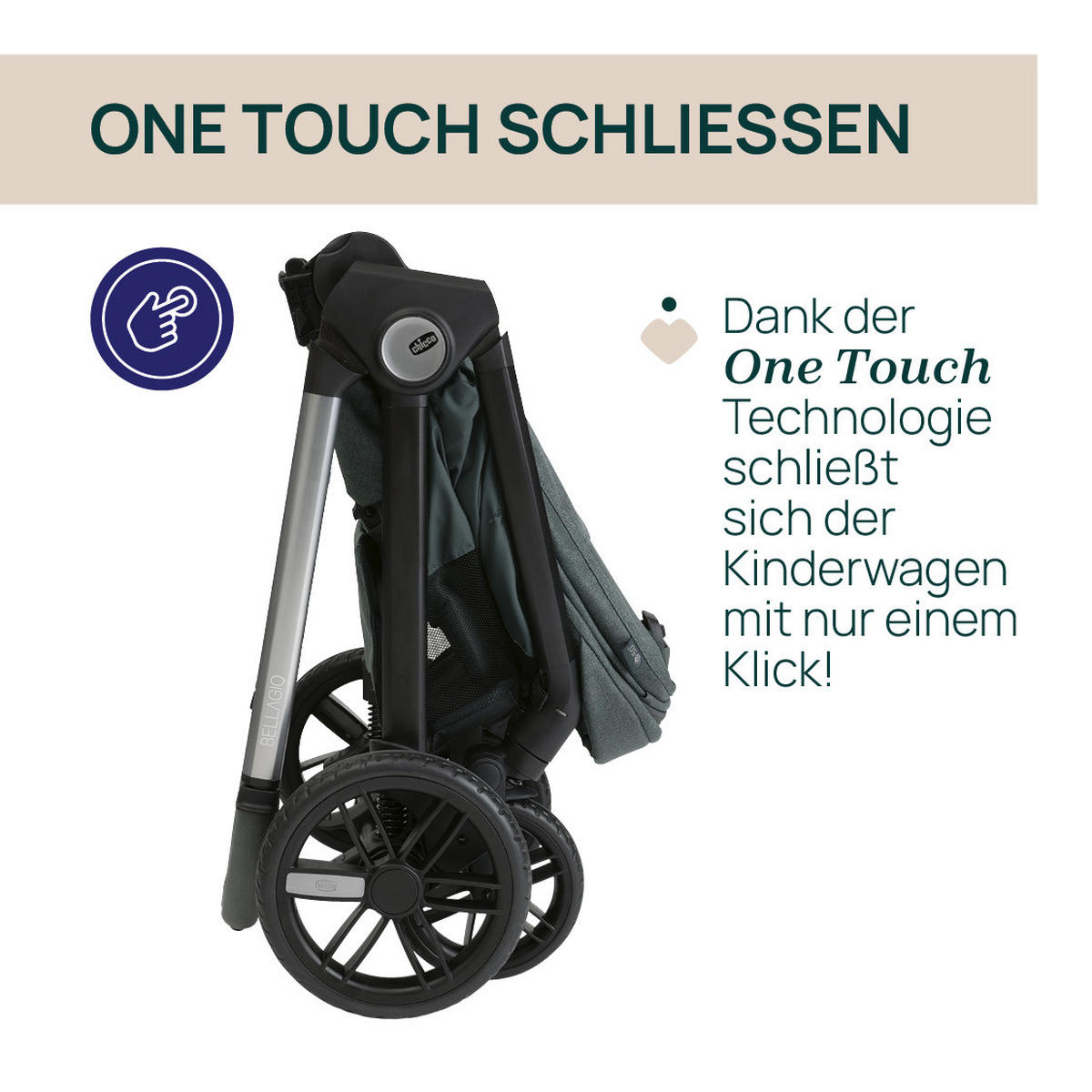 KINDERWAGEN Bellagio  - Grün, Basics, Textil/Metall (55/82/97-106cm) - Chicco
