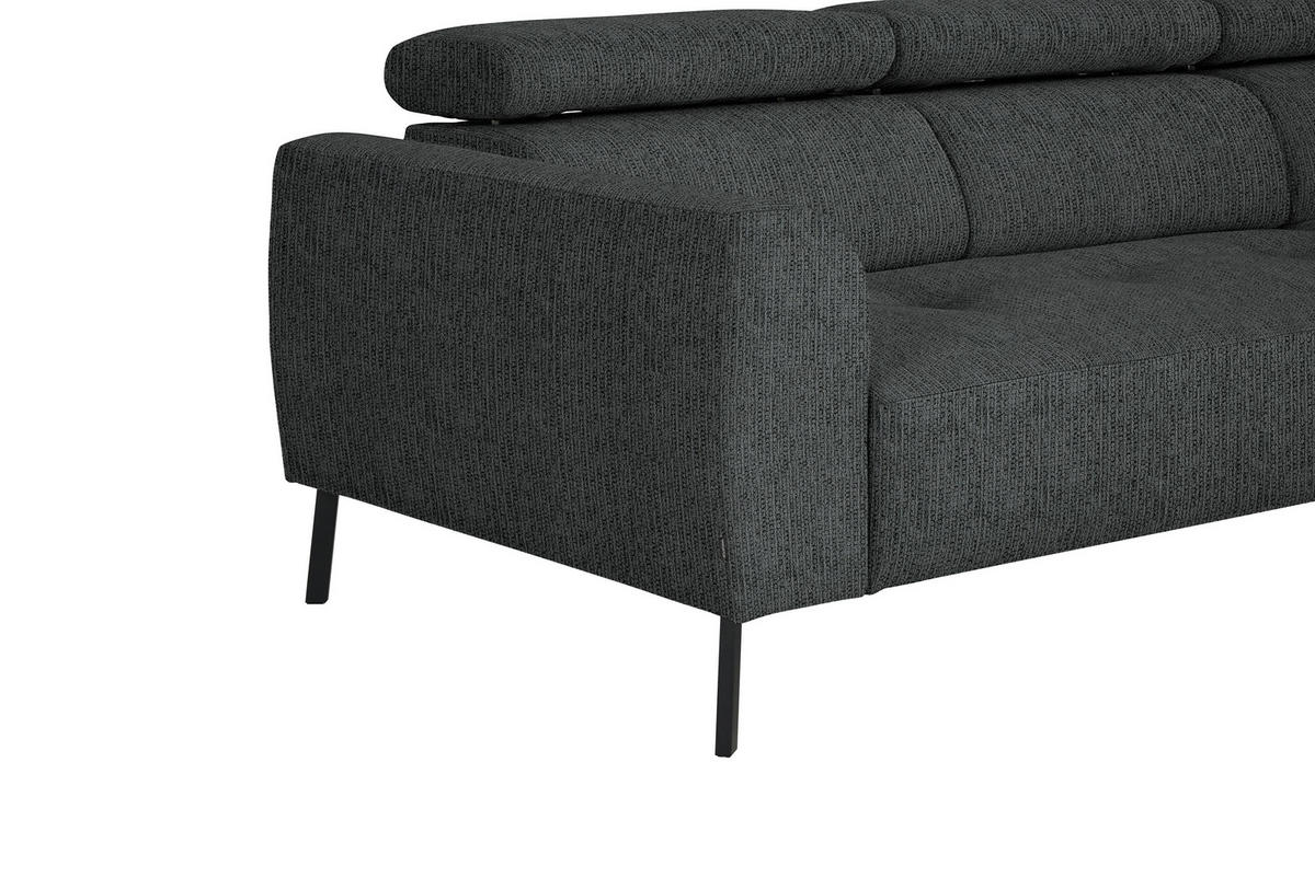 ECKSOFA in Webstoff Anthrazit  - Anthrazit/Schwarz, Design, Textil/Metall (280/205cm) - MID.YOU