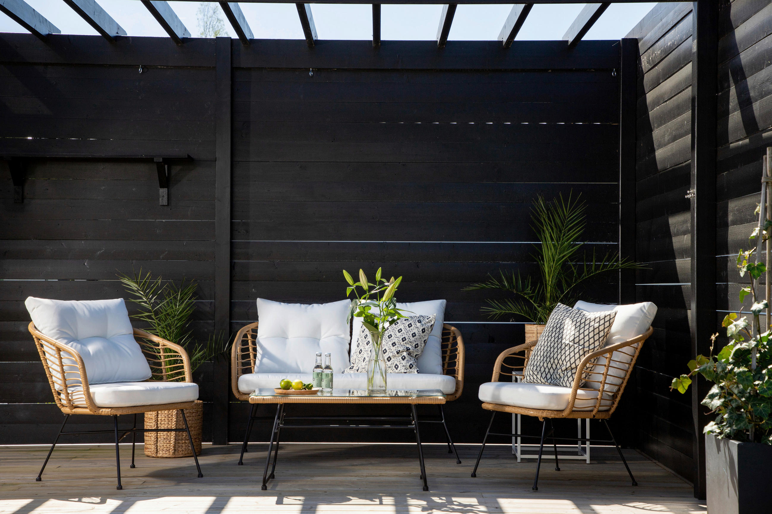 LOUNGEGRUPP  - beige/vit, Klassisk, metall/glas - Gardenson