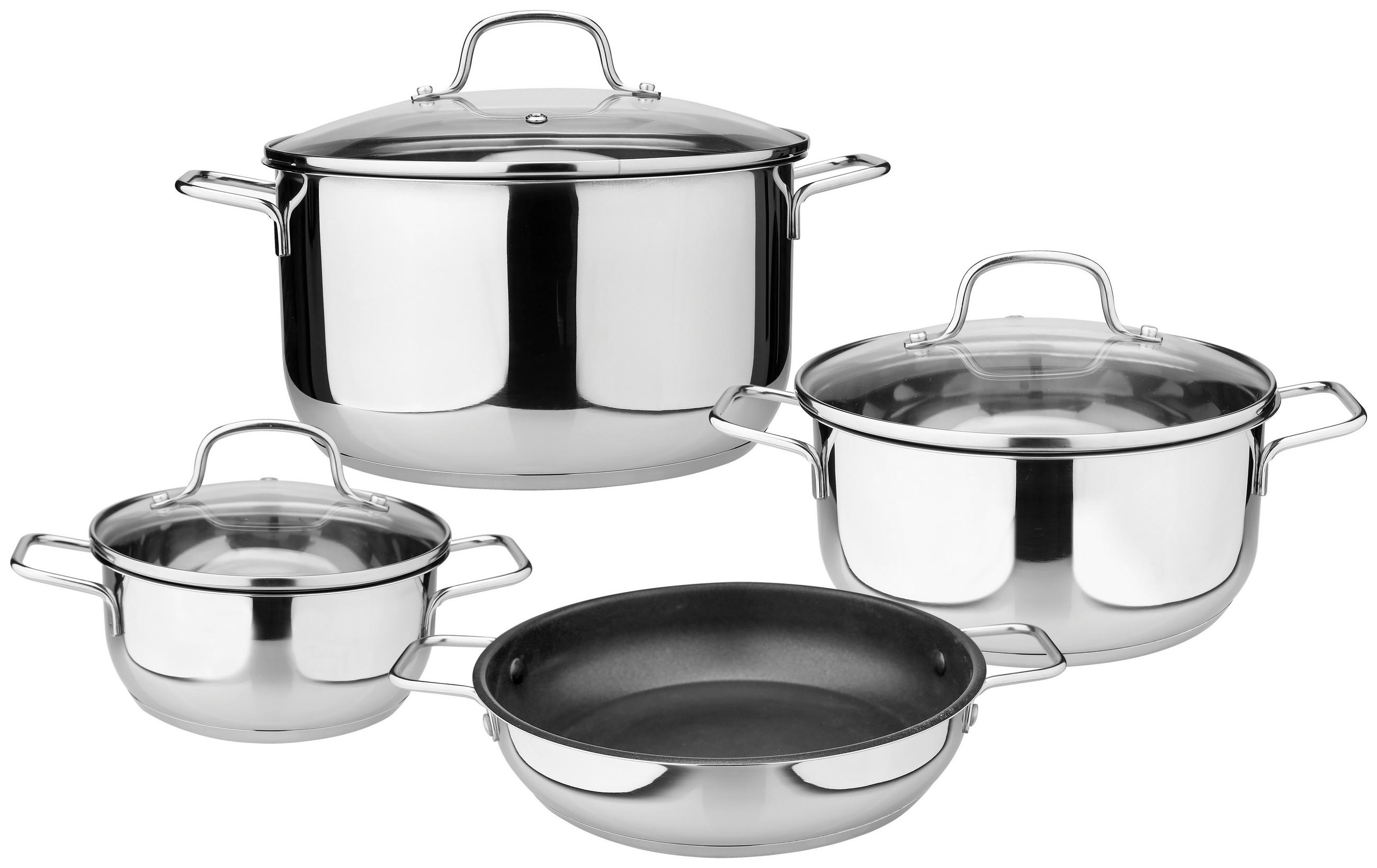 SET DE OALE 4 piese - străveziu/culoare inox, Basics, sticlă/metal - Boxxx