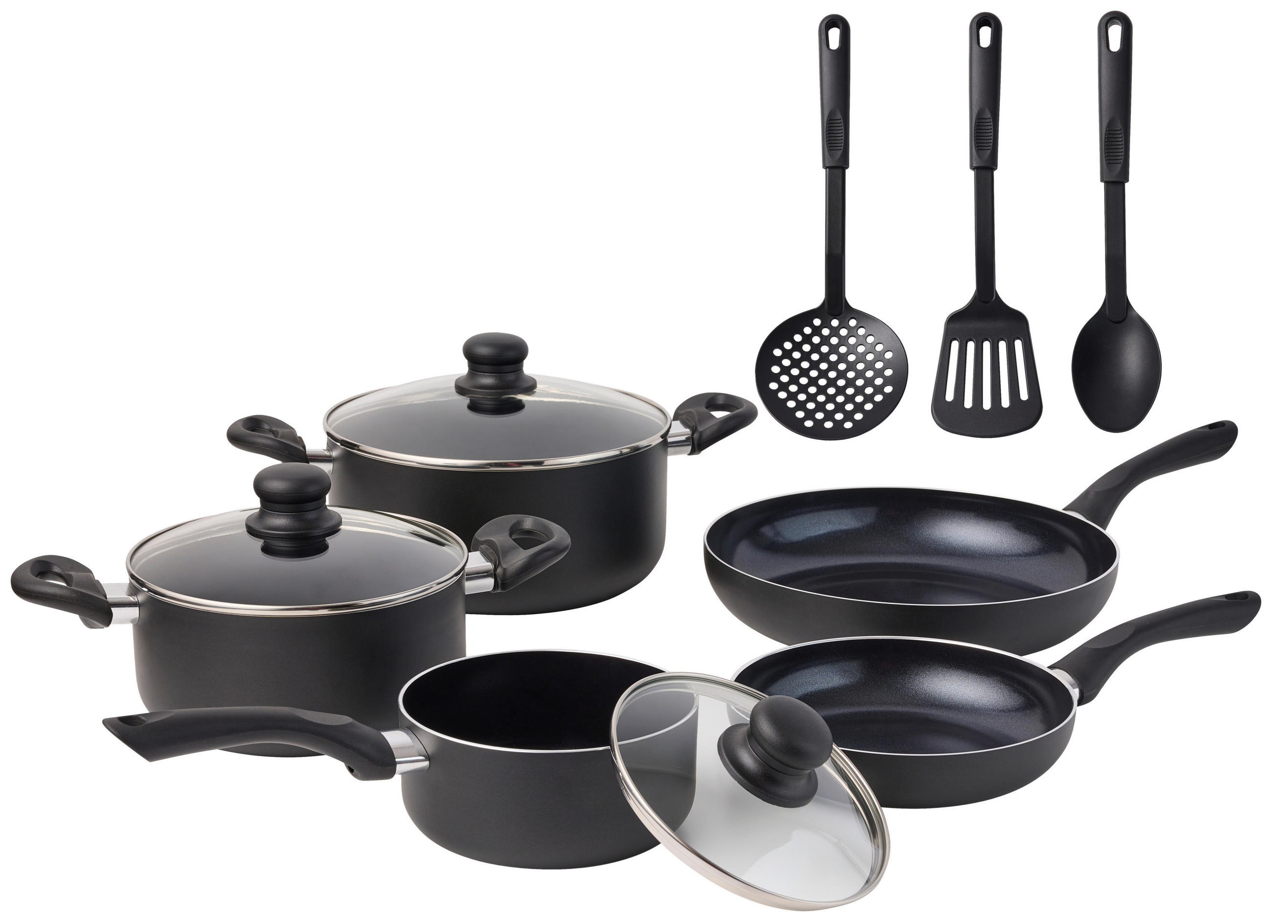 GRYT- OCH KASTRULLSET 8 delar  - svart/transparent, Basics, metall/glas - Homeware Profession.