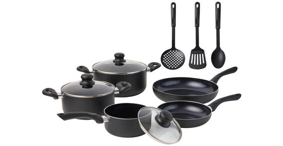 KOCHTOPFSET 8-teilig  - Transparent/Schwarz, Basics, Glas/Kunststoff - Homeware Profession.